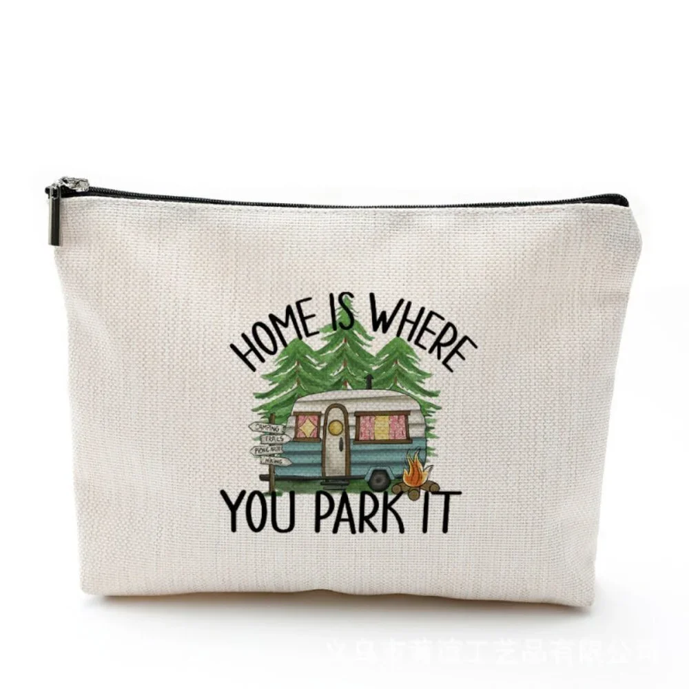 Cotton Linen Zipper Cosmetic Bag